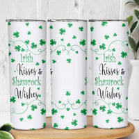 Irish Kisses and Shamrock Wishes Skinny Tumbler Lucky Clover St Patrick's Day