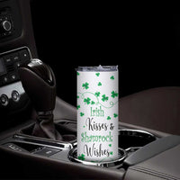 Irish Kisses and Shamrock Wishes Skinny Tumbler Lucky Clover St Patrick's Day
