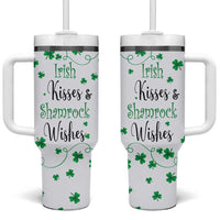Irish Kisses and Shamrock Wishes Tumbler With Handle Lucky Clover St Patrick's Day