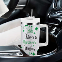 Irish Kisses and Shamrock Wishes Tumbler With Handle Lucky Clover St Patrick's Day