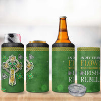 Irish Pride Celtic Cross 4 in 1 Can Cooler Tumbler In My Veins Flows The Blood Of Irish Rebels Ireland