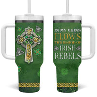 Irish Pride Celtic Cross Tumbler With Handle In My Veins Flows The Blood Of Irish Rebels Ireland