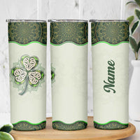 Personalized Lucky Celtic Shamrock Skinny Tumbler Custom Name Ireland Irish Pride