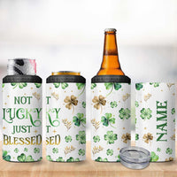 Personalized Irish Green Shamrocks 4 in 1 Can Cooler Tumbler Custom Name Not Lucky Just Blessed