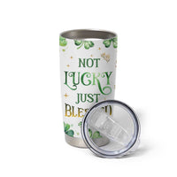 Personalized Irish Green Shamrocks Tumbler Cup Custom Name Not Lucky Just Blessed