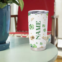 Personalized Irish Green Shamrocks Tumbler Cup Custom Name Not Lucky Just Blessed
