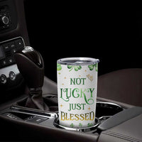 Personalized Irish Green Shamrocks Tumbler Cup Custom Name Not Lucky Just Blessed