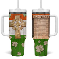 Irish Pride Celtic Cross Tumbler With Handle Funny Nutrtion Fact Ireland Flag Vintage