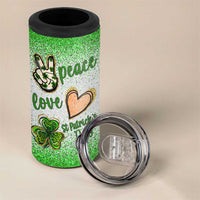 Personalized Green Shamrock 4 in 1 Can Cooler Tumbler Custom Name Lucky Irish Peace Love St Patrick's Day