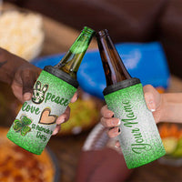 Personalized Green Shamrock 4 in 1 Can Cooler Tumbler Custom Name Lucky Irish Peace Love St Patrick's Day