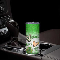 Personalized Green Shamrock Skinny Tumbler Custom Name Lucky Irish Peace Love St Patrick's Day