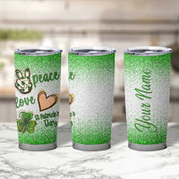 Personalized Green Shamrock Tumbler Cup Custom Name Lucky Irish Peace Love St Patrick's Day