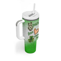 Personalized Green Shamrock Tumbler With Handle Custom Name Lucky Irish Peace Love St Patrick's Day