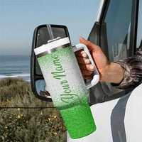 Personalized Green Shamrock Tumbler With Handle Custom Name Lucky Irish Peace Love St Patrick's Day