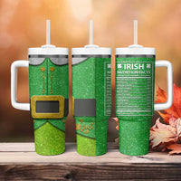 Funny Irish Nutrition Facts Tumbler With Handle Green Leprechaun Costume St Patrick's Day