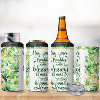 Green Lucky Shamrock Wishes 4 in 1 Can Cooler Tumbler May Your Troubles Be Less And Your Blessings Be More Irish Things
