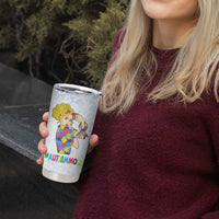 Personalized Autism Mom Tumbler Cup Strong and Proud Puzzle Pieces Messy Bun
