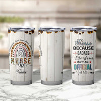 Personalized Funny Nurse Life Tumbler Cup Custom Name Badass Life Saver Appreciation Leopard Rainbow