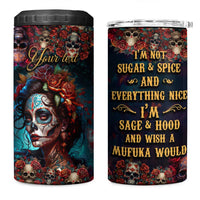Personalized La Catrina Sugar Skull 4 in 1 Can Cooler Tumbler Custom Name Day of the Dead Skull Roses Gothic Aesthetic