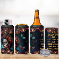 Personalized La Catrina Sugar Skull 4 in 1 Can Cooler Tumbler Custom Name Day of the Dead Skull Roses Gothic Aesthetic