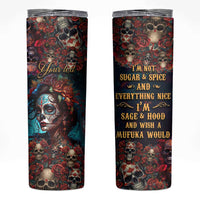 Personalized La Catrina Sugar Skull Skinny Tumbler Custom Name Day of the Dead Skull Roses Gothic Aesthetic