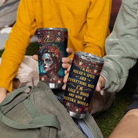 Personalized La Catrina Sugar Skull Tumbler Cup Custom Name Day of the Dead Skull Roses Gothic Aesthetic