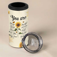 Inspirational Quotes Sunflower 4 in 1 Can Cooler Tumbler Christian Faith Religious Encouragement Bible Verse