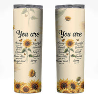 Inspirational Quotes Sunflower Skinny Tumbler Christian Faith Religious Encouragement Bible Verse