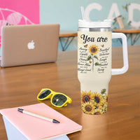 Inspirational Quotes Sunflower Tumbler With Handle Christian Faith Religious Encouragement Bible Verse