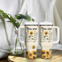 Inspirational Quotes Sunflower Tumbler With Handle Christian Faith Religious Encouragement Bible Verse