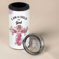 Aesthetic Floral Christian 4 in 1 Can Cooler Tumbler I Am A Child Of God Religious Faith Inspirational Bible Verse