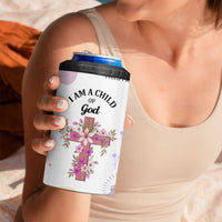 Aesthetic Floral Christian 4 in 1 Can Cooler Tumbler I Am A Child Of God Religious Faith Inspirational Bible Verse