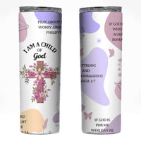 Aesthetic Floral Christian Skinny Tumbler I Am A Child Of God Religious Faith Inspirational Bible Verse