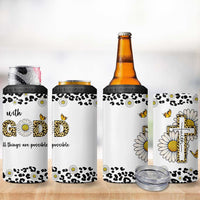 Christian Faith Daisy Leopard 4 in 1 Can Cooler Tumbler With God All Things Are Possible Inspirational Bible Verse Religious Gifts