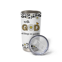 Christian Faith Daisy Leopard Tumbler Cup With God All Things Are Possible Inspirational Bible Verse Religious Gifts