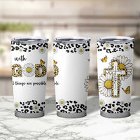 Christian Faith Daisy Leopard Tumbler Cup With God All Things Are Possible Inspirational Bible Verse Religious Gifts