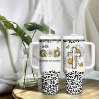 Christian Faith Daisy Leopard Tumbler With Handle With God All Things Are Possible Inspirational Bible Verse Religious Gifts