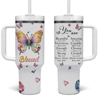 Floral Butterfly Christian Tumbler With Handle Blessed Inspirational Bible Verses Faith-based Religious Scripture