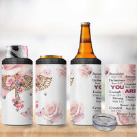 Floral Christian Faith 4 in 1 Can Cooler Tumbler Inspirational Bible Verses Faith-based Religious Scripture