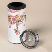 Floral Christian Faith 4 in 1 Can Cooler Tumbler Inspirational Bible Verses Faith-based Religious Scripture