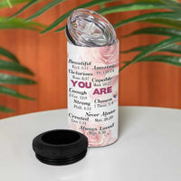 Floral Christian Faith 4 in 1 Can Cooler Tumbler Inspirational Bible Verses Faith-based Religious Scripture