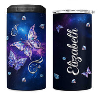 Personalized Name Butterfly 4 in 1 Can Cooler Tumbler Blue Galaxy Gem Butterflies Gifts