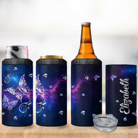 Personalized Name Butterfly 4 in 1 Can Cooler Tumbler Blue Galaxy Gem Butterflies Gifts