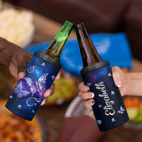 Personalized Name Butterfly 4 in 1 Can Cooler Tumbler Blue Galaxy Gem Butterflies Gifts
