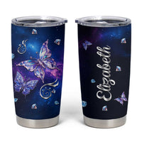 Personalized Name Butterfly Tumbler Cup Blue Galaxy Gem Butterflies Gifts