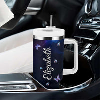 Personalized Name Butterfly Tumbler With Handle Blue Galaxy Gem Butterflies Gifts