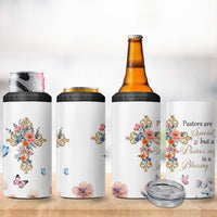 Blessed Pastor’s Wife 4 in 1 Can Cooler Tumbler Christian Botanical Floral Cross Religious Pastor Appreciation