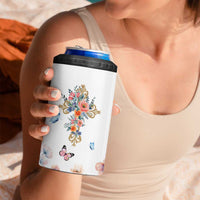 Blessed Pastor’s Wife 4 in 1 Can Cooler Tumbler Christian Botanical Floral Cross Religious Pastor Appreciation