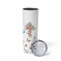 Blessed Pastor’s Wife Skinny Tumbler Christian Botanical Floral Cross Religious Pastor Appreciation