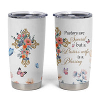 Blessed Pastor’s Wife Tumbler Cup Christian Botanical Floral Cross Religious Pastor Appreciation